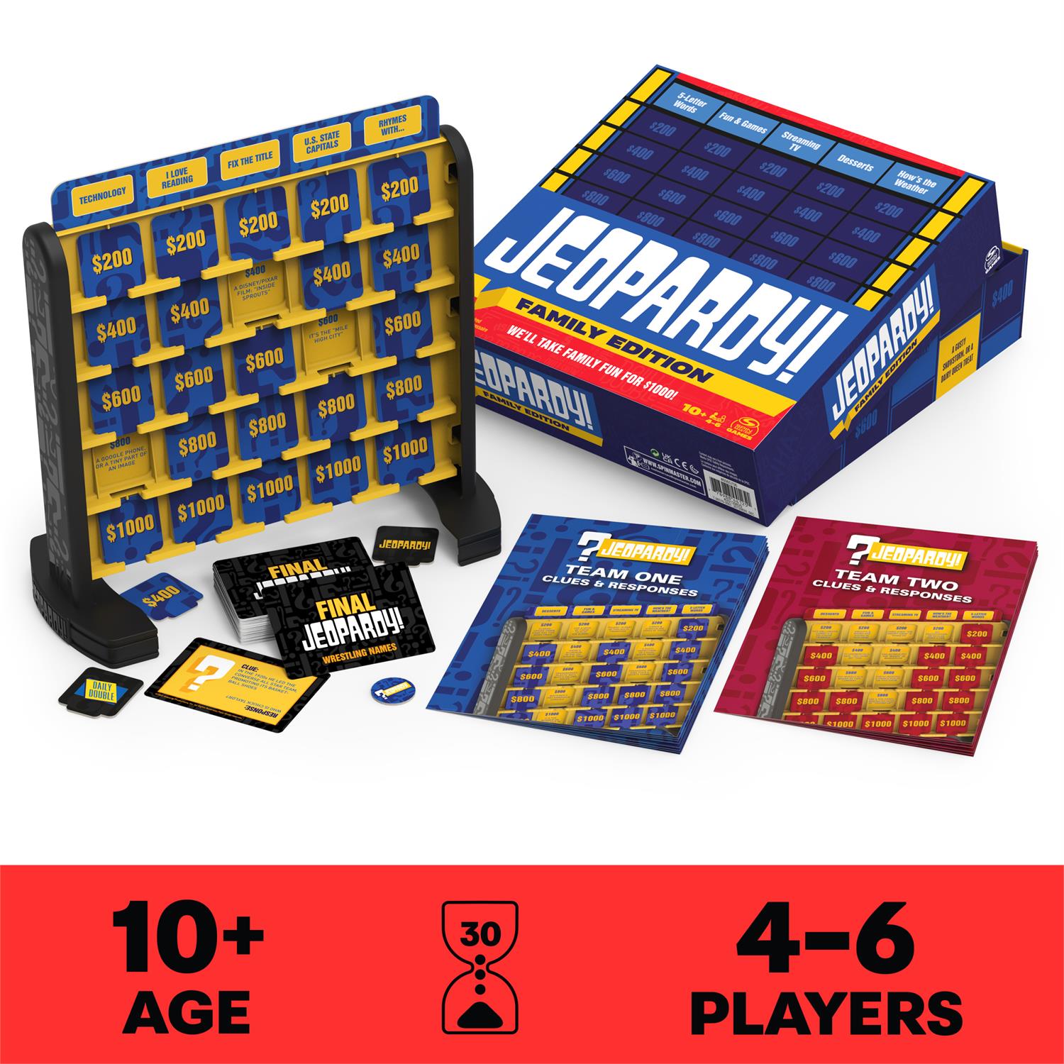 Jeopardy! Family Edition Board Game | 4-6 Players | Ages 10+ - Niksstuff