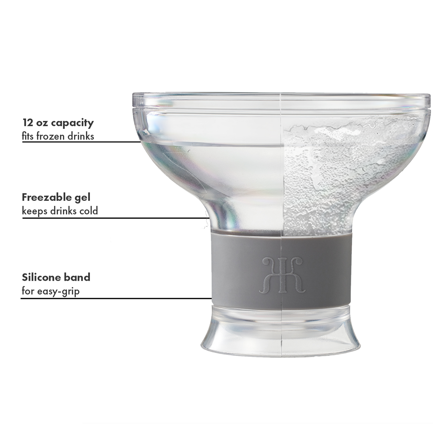 Khen Barcelona Frozen Margarita & Cocktail Chiller Glasses | Set of 2 | 12oz | Double-Wall | Acrylic - Niksstuff
