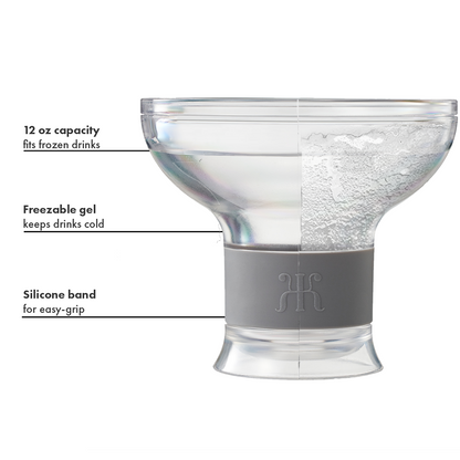 Khen Barcelona Frozen Margarita & Cocktail Chiller Glasses | Set of 2 | 12oz | Double-Wall | Acrylic - Niksstuff