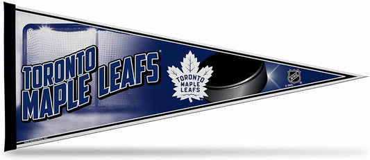 Blue Maple Leafs soft-felt pennant with Toronto logo and team text, triangular flag