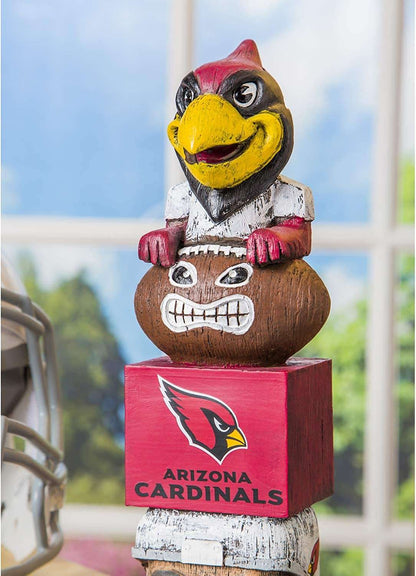 Arizona Cardinals resin totem garden statue close-up with bird top and logo block