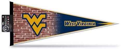 Soft felt pennant with West Virginia Mountaineers logo and pennant text, 12x30 in