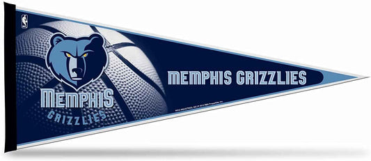 Blue soft felt NBA pennant with Memphis Grizzlies bear logo and wordmark