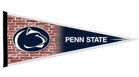 Soft felt Pennant with Penn State logo, brick background, and blue Penn State banner
