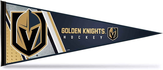 Golden Knights soft felt pennant with V logo and 'GOLDEN KNIGHTS' text, black and gold