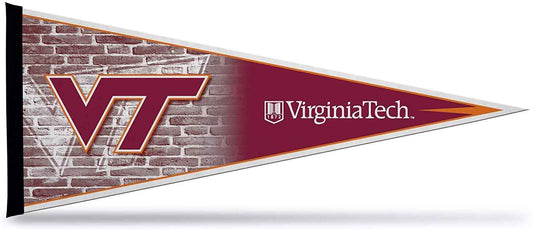 Virginia Tech soft felt pennant, maroon triangular flag with VT logo and banner text