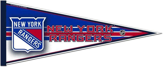 New York Rangers soft felt pennant with logo and 'NEW YORK RANGERS' lettering, pointed end