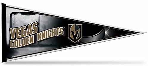 Vegas Golden Knights soft felt pennant, black triangular banner with team text and shield logo.