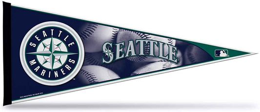 Seattle Mariners felt pennant with circular logo, 'SEATTLE' text, and teal star accents