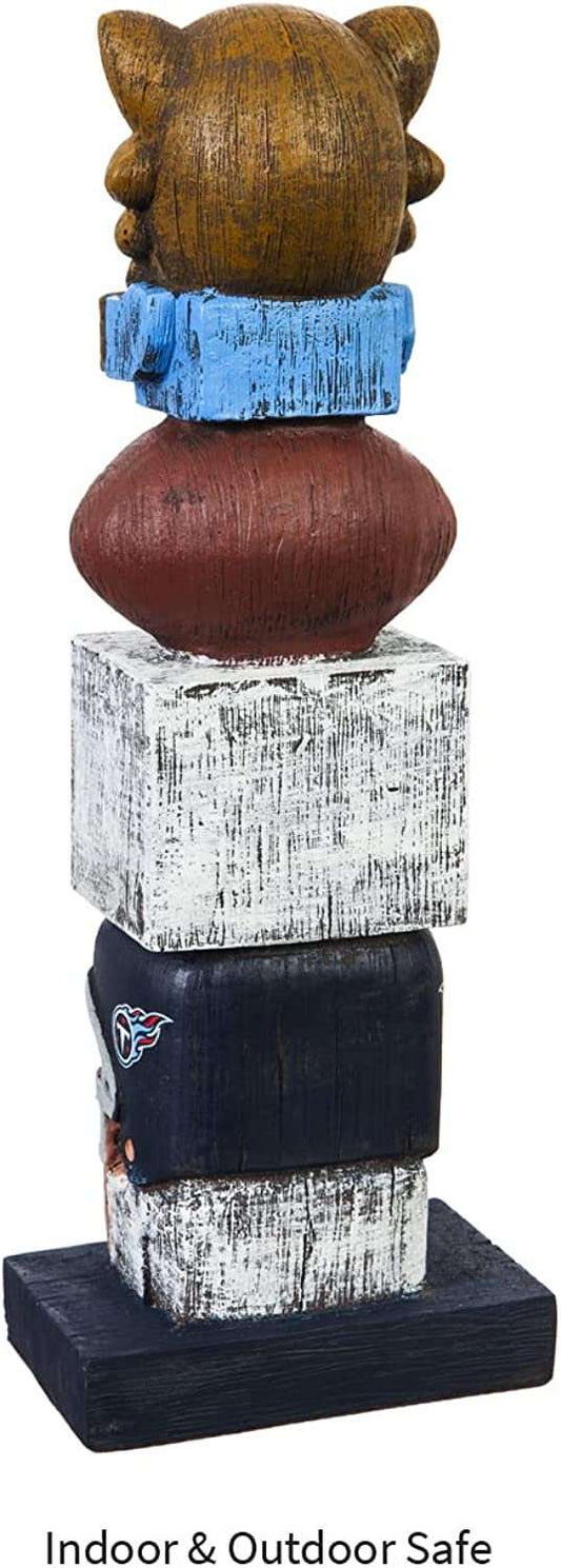 Tennessee Titans tiki totem garden statue with stacked faces and raccoon head design