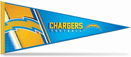 Soft felt Chargers football pennant with blue 'CHARGERS' logo and lightning