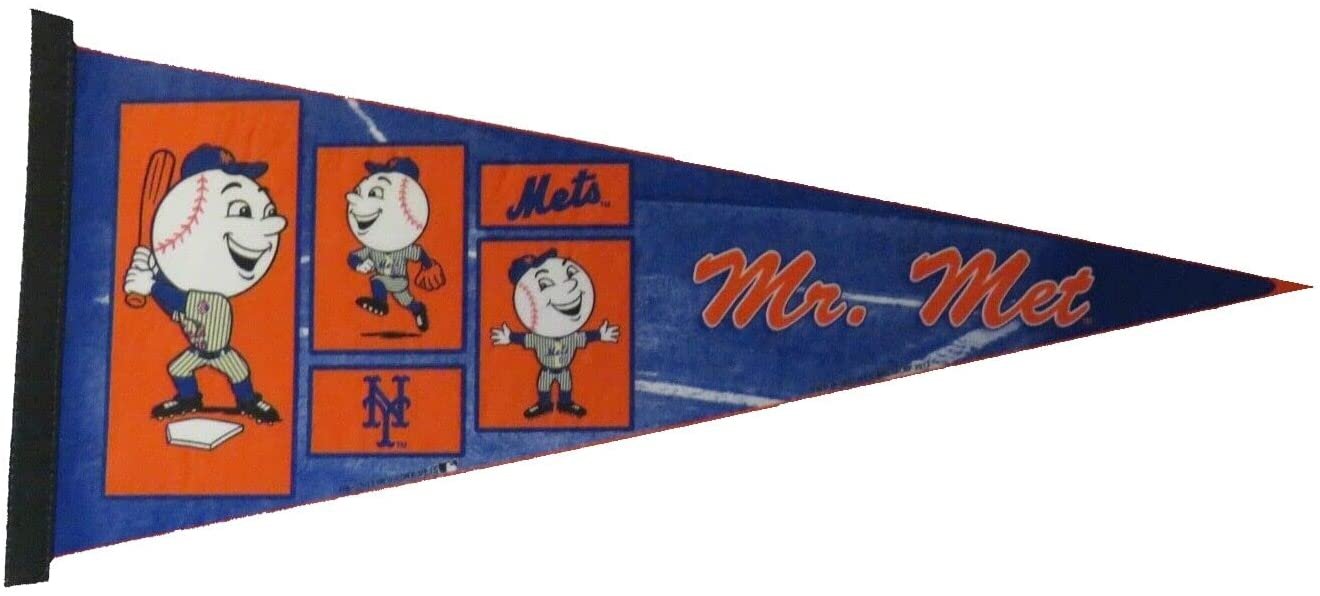 New York Mets Soft Felt Pennant | 12×30" | Mr. Met Mascot Design | Officially Licensed | MLB