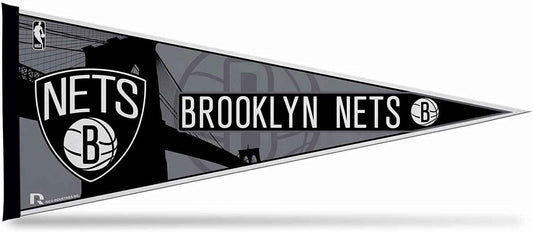 Soft felt NBA pennant with NETS logo and BROOKLYN NETS text on bridge design