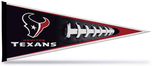 Houston Texans soft felt pennant with team logo, dark background, triangular design