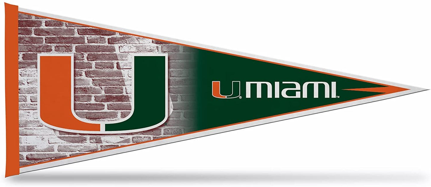 Miami Hurricanes Soft Felt Pennant | 12×30" | Primary Design | Officially Licensed | NCAA