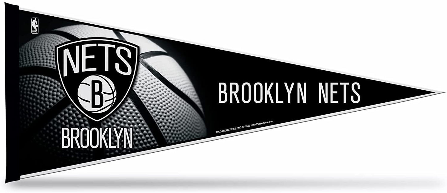 Brooklyn Nets Soft Felt Pennant | 12×30" | Basketball Design | Officially Licensed | NBA