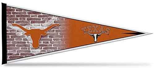 Orange soft felt pennant with longhorn logos and triangular banner tip