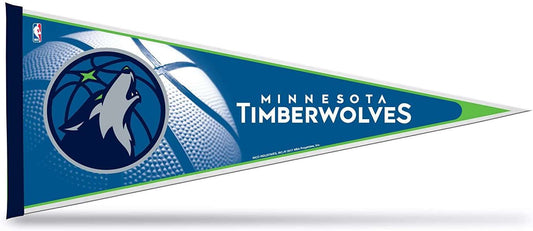Minnesota Timberwolves soft felt pennant with team logo and wordmark, triangular shape