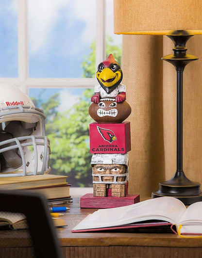 Arizona Cardinals resin totem statue with bird top and Cardinals logo block