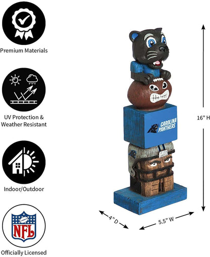 Carolina Panthers tiki totem garden statue with size diagram and design badge icons