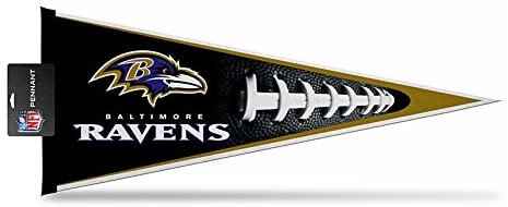 Baltimore Ravens soft felt pennant with raven logo, team name, and football graphic