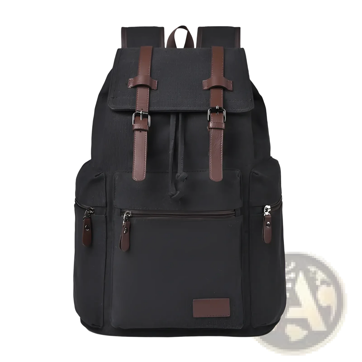Men's Canvas Travel Backpack | 20-35L Large Capacity | Leather Accents | Black, Gray, Khaki