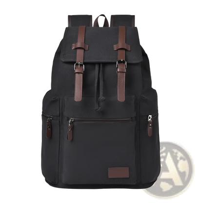 Men's Canvas Travel Backpack | 20-35L Large Capacity | Leather Accents | Black, Gray, Khaki