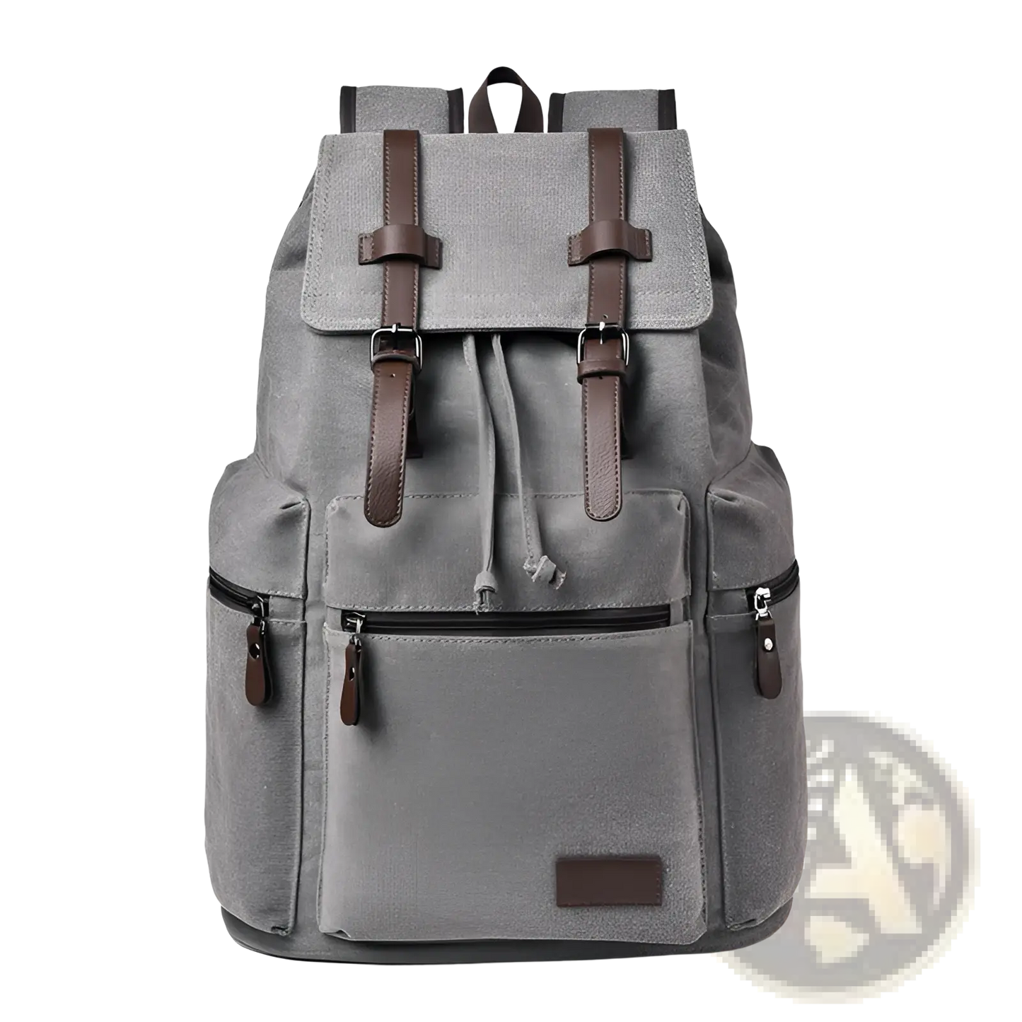 Men's Canvas Travel Backpack | 20-35L Large Capacity | Leather Accents | Black, Gray, Khaki