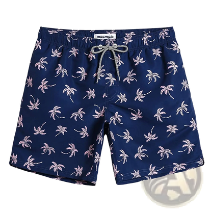 Men's Pink Shark Print Quick-Dry Swim Trunks | Polyester | 6 Colors | S–XXL