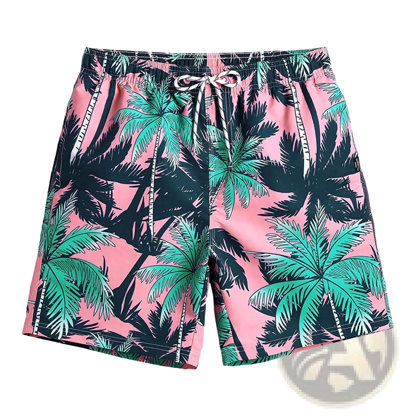 Men's Pink Shark Print Quick-Dry Swim Trunks | Polyester | 6 Colors | S–XXL