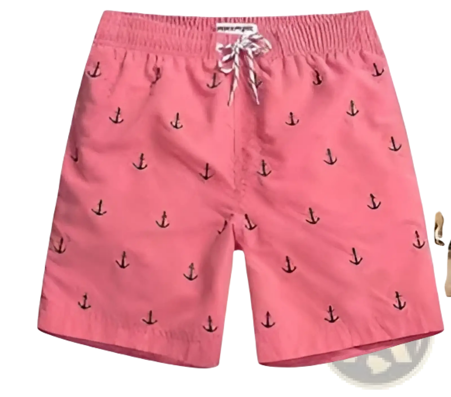 Men's Pink Shark Print Quick-Dry Swim Trunks | Polyester | 6 Colors | S–XXL