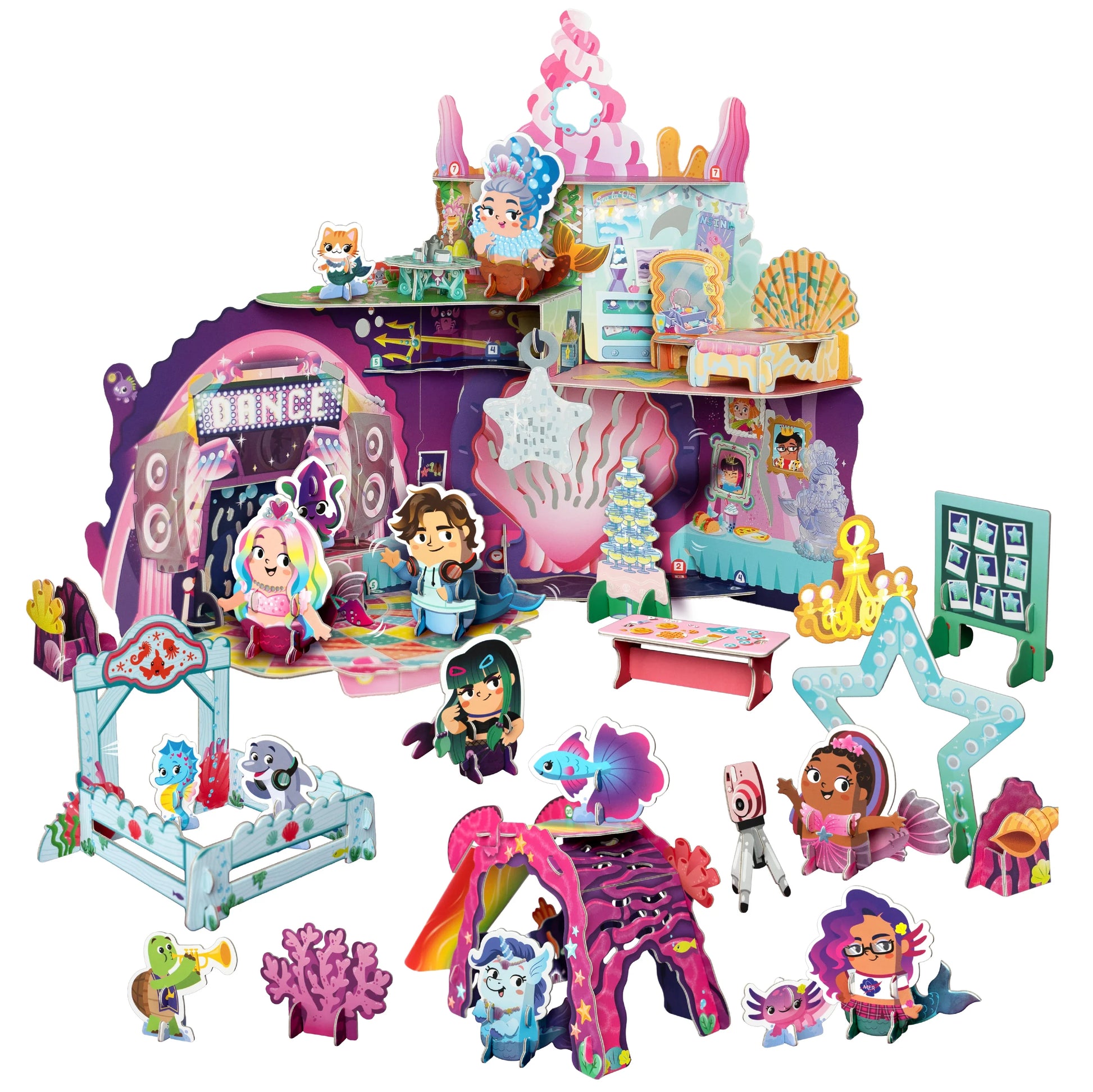 Coral Castle: Majestic Mermaids Buildable Playset | Playper | 17" Castle | 8 Figures | 22 Pieces | Ages 3+ - Niksstuff