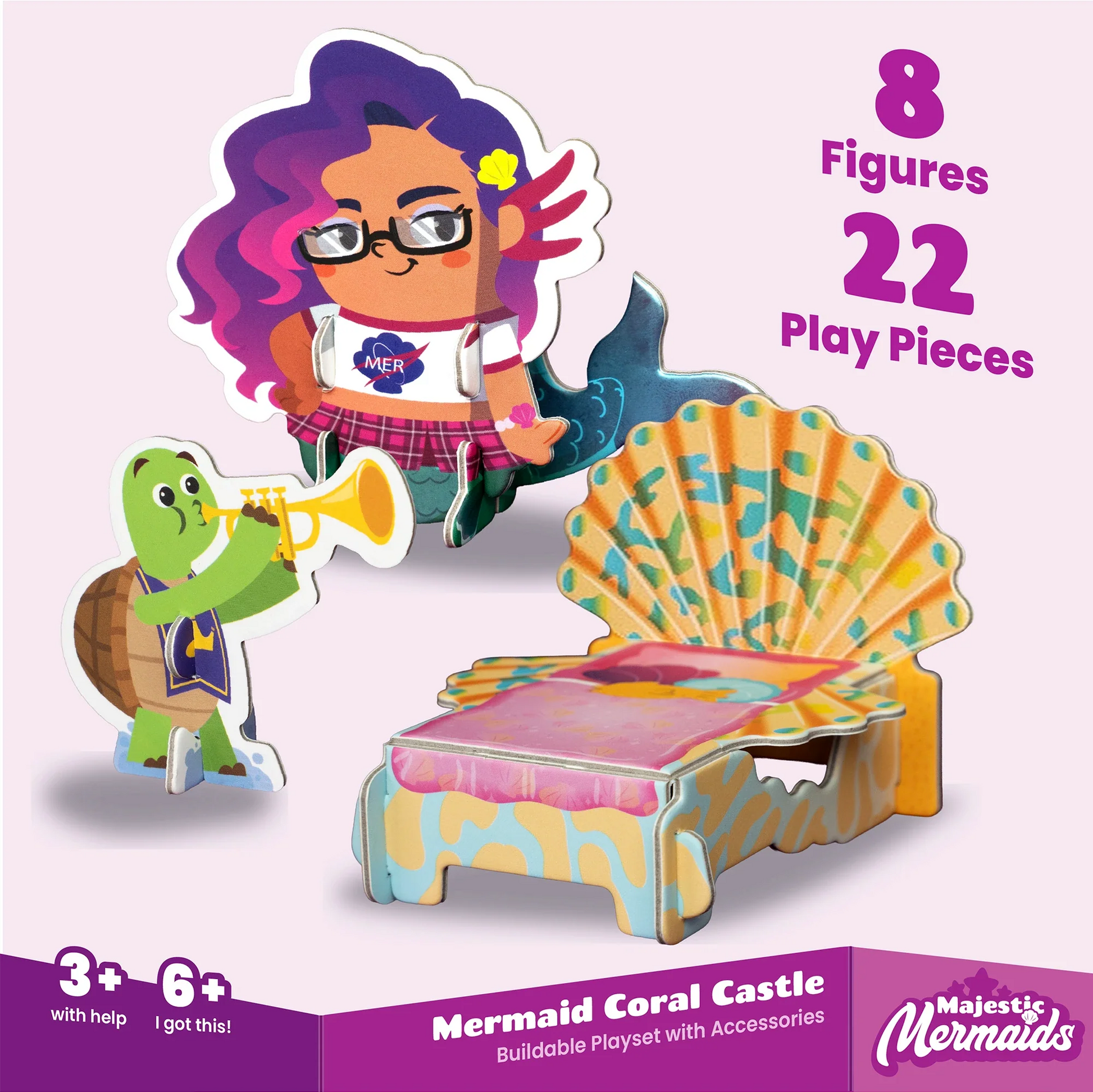 Coral Castle: Majestic Mermaids Buildable Playset | Playper | 17" Castle | 8 Figures | 22 Pieces | Ages 3+ - Niksstuff