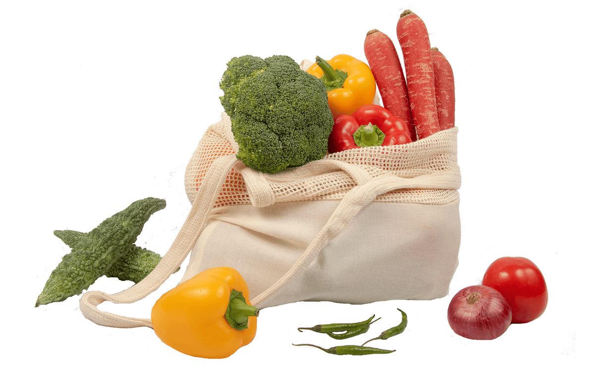 Organic Cotton Mesh & Fabric Tote Bag