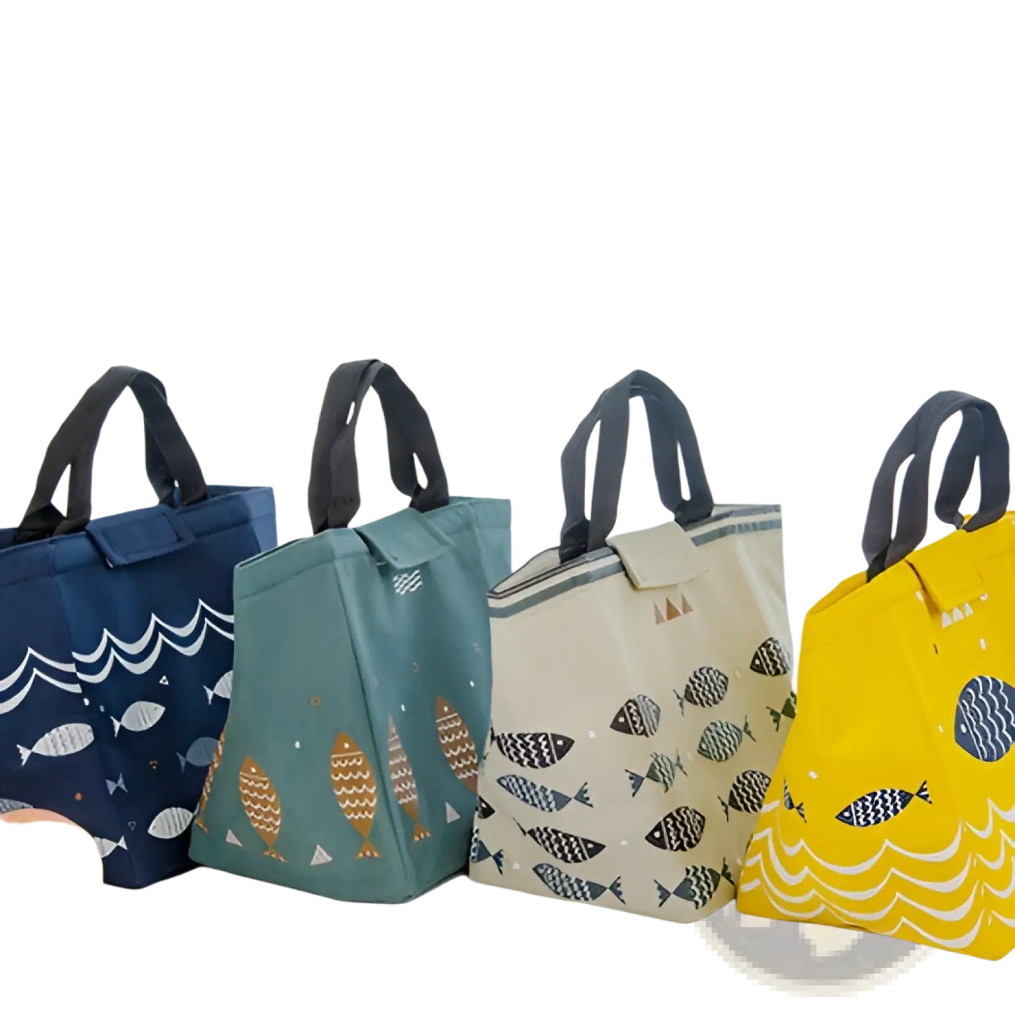 Mini Cartoon Oxford Insulated Picnic Handbag | Fish Pattern | 4 Colors | Velcro Closure | ARBA Global - Niksstuff