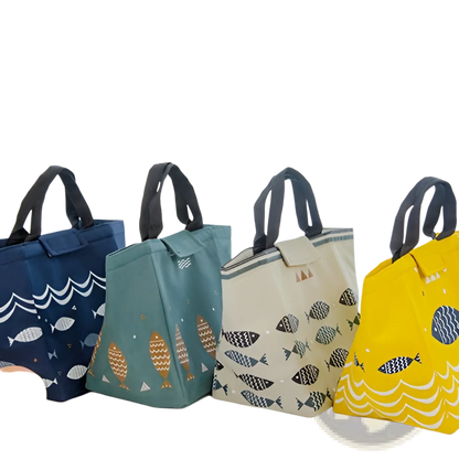 Mini Cartoon Oxford Insulated Picnic Handbag | Fish Pattern | 4 Colors | Velcro Closure | ARBA Global - Niksstuff