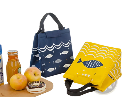 Mini Cartoon Oxford Insulated Picnic Handbag | Fish Pattern | 4 Colors | Velcro Closure | ARBA Global - Niksstuff