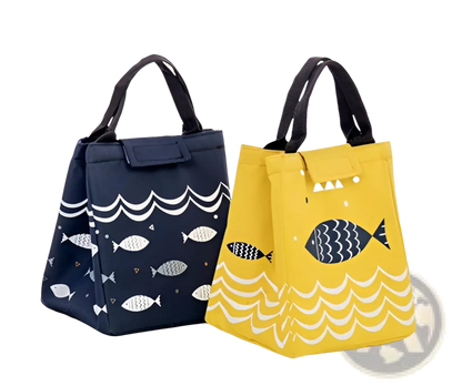 Mini Cartoon Oxford Insulated Picnic Handbag | Fish Pattern | 4 Colors | Velcro Closure | ARBA Global - Niksstuff