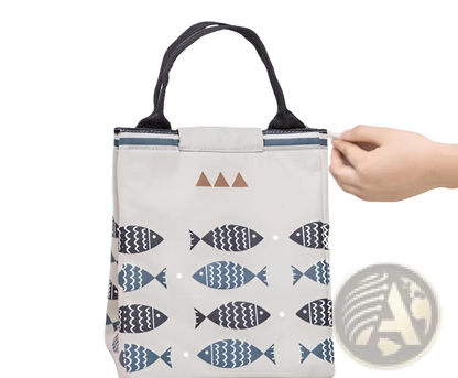 Mini Cartoon Oxford Insulated Picnic Handbag | Fish Pattern | 4 Colors | Velcro Closure | ARBA Global - Niksstuff