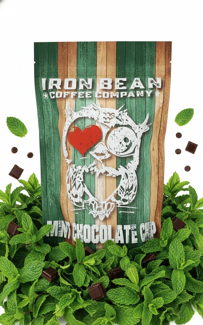Mint Chocolate Chip Flavored Coffee | 12oz | Whole Bean or Drip Grind | Iron Bean Coffee Company - Niksstuff