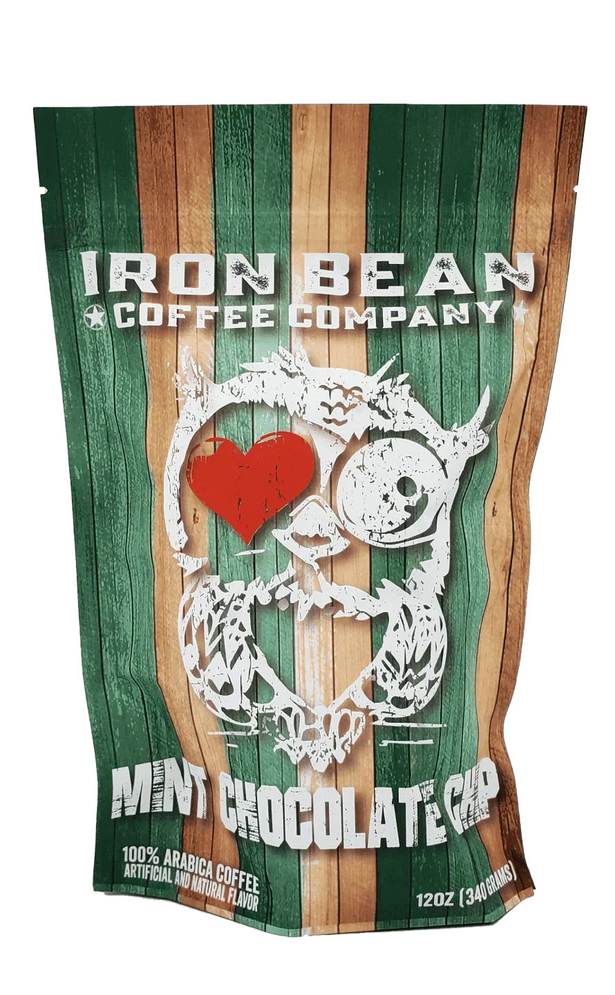 Mint Chocolate Chip Flavored Coffee | 12oz | Whole Bean or Drip Grind | Iron Bean Coffee Company - Niksstuff