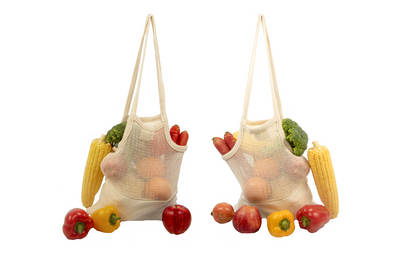 Organic Cotton Mesh & Fabric Tote Bag