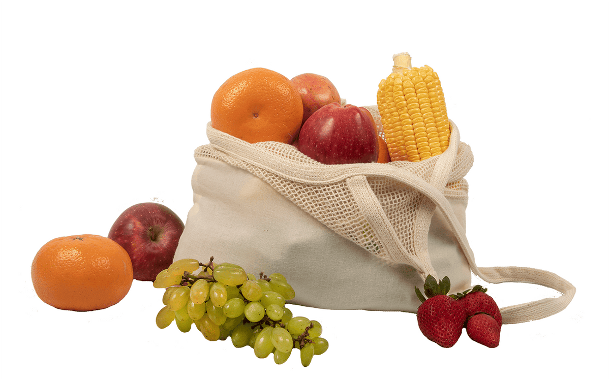 Organic Cotton Mesh & Fabric Tote Bag