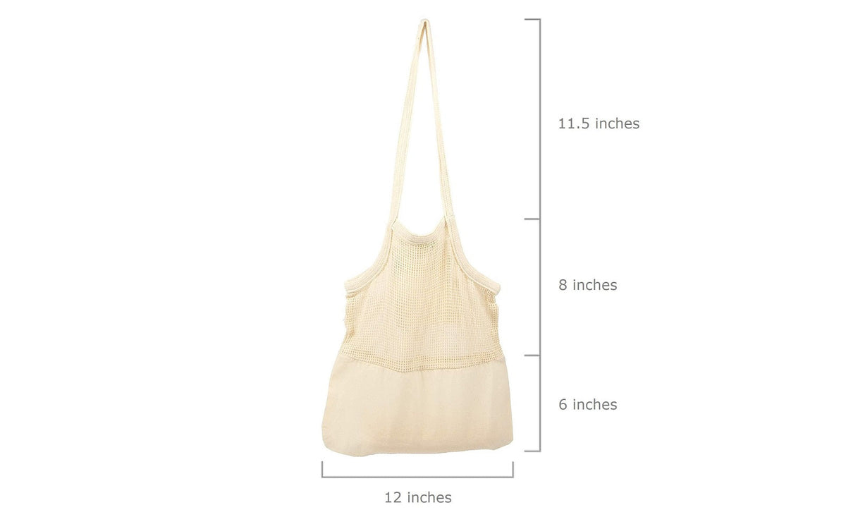 Organic Cotton Mesh & Fabric Tote Bag