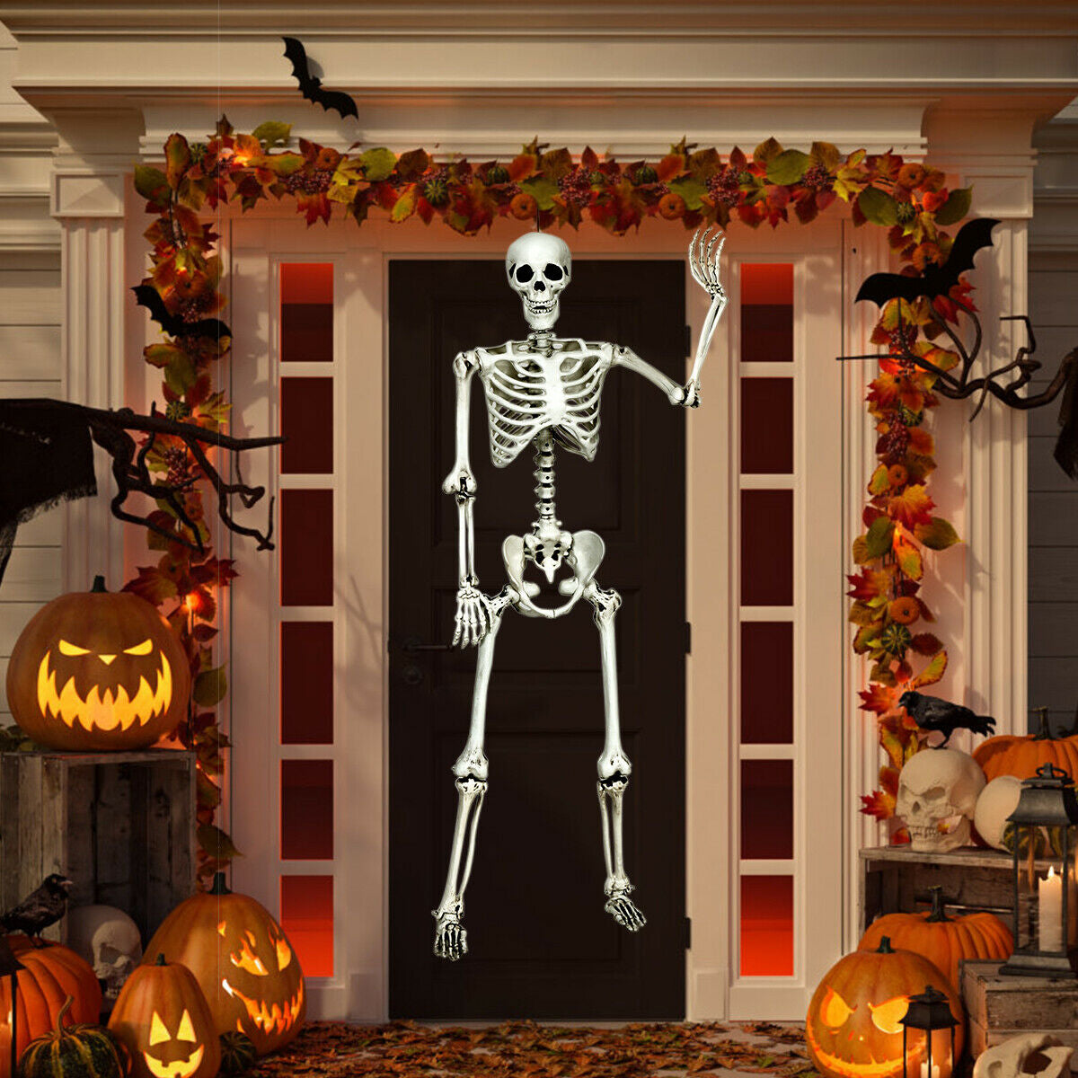 5.4 FT Life-Size Halloween Skeleton – Full Body Hanging with Movable Joints