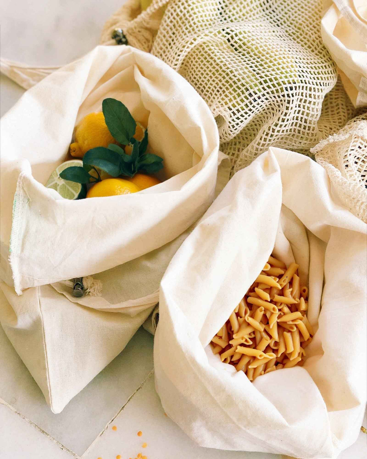 purifyou Reusable Organic Cotton Tote Bags - Set of 9