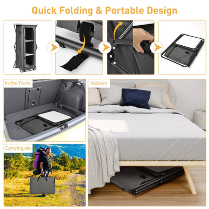 Folding Camping Storage Cabinet | 3 Shelves + Tabletop | M, L or XL | Waterproof Oxford Cloth | Gray