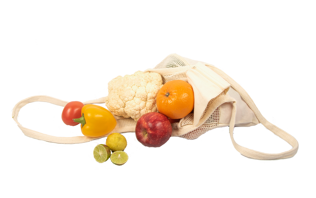 Organic Cotton Mesh & Fabric Tote Bag
