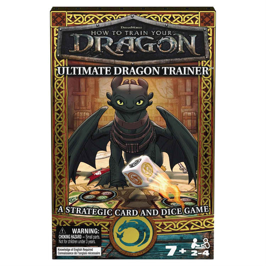 Ultimate dragon trainer strategic card and dice game box with dragon figure art