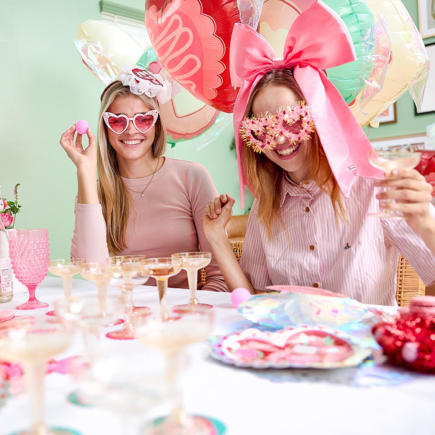 Champagne Plink Party Game Set – 12 Coupes, 12 Coasters & 2 Pink Pong Balls | Bridal & NYE